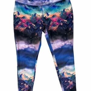 Mossimo Mountain Print Leggings XL Colorful Clouds Workout